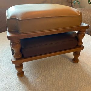 Vintage Ethan Allen Mid Century Colored Vinyl Stacking Maple Foot Stools